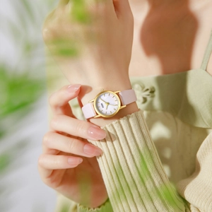 Elegant GEDI women's watch with mother of pearl dial and soft purple leather strap