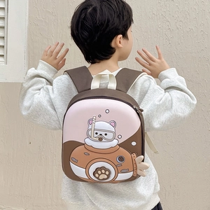 Cute lightweight kids backpack featuring 3D cartoon cat and submarine design for toddlers