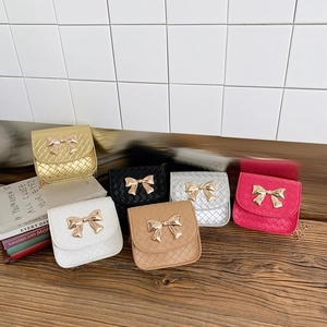 Mini Sac Bandoulière Enfants Cuir PU Matelassé Tissé Nœud Doré Chaîne Métallique Sac À Épaule Élégant Filles Garçons