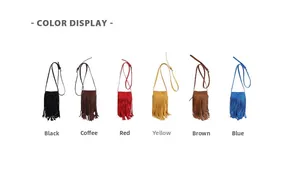 Présentation des sacs à bandoulière à franges en six couleurs de daim vibrantes