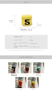 Mini PU leather coin purse with zipper and handle, detailed size 7x7x7cm and color options