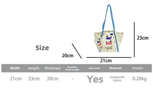 Spécifications détaillées de taille pour sac fourre-tout enfant en toile, hauteur 23cm