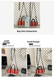 Detailed comparison of orange crossbody sports bags in large and small sizes