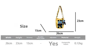 Size chart showing 26x23x15cm dimensions for children cartoon canvas bucket bag