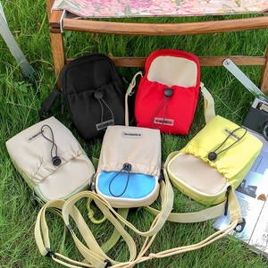 Mini Crossbody Bag Nylon Lightweight Cinch Closure Outdoor Hiking Leisure Shoulder Bag Unisex