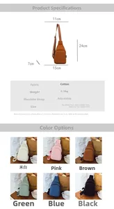 Größentabelle für Kinder-Brusttasche aus Cord mit Maßen und verstellbarem Gurt-Detail