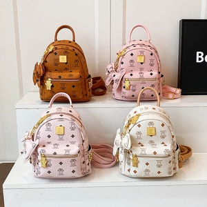 Mini Zaino Moda Pelle PU Stampa Orso Motivo Diamante Decorazione Borchie Per Donne Casual Pendolare Scuola