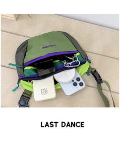 Internal view of the colorful nylon kids crossbody bag showing large storage capacity
