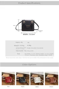 Detailed size chart and parameter view of vintage PU leather crossbody bag for kids