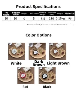 Detailed dimensions and color options of a mini rabbit-shaped kids shoulder bag in PU leather