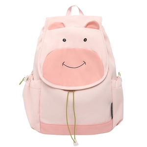 Sac à dos rose mignon motif vache pour femmes avec oreilles 3D et grande capacité
