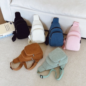 Cord Brust Umhängetasche Kinder Retro Lässige Bauchtasche Doppelreißverschluss Verstellbarer Gurt Kleinkind Schultertasche