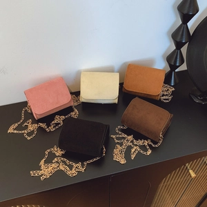 Mini Kinderschultertasche PU In Wildlederoptik Goldene Kette Einfarbig Klappe Umhängetasche Für Kleinkinder Stilvoll Schick