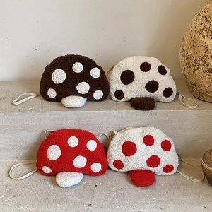 Sac Bandoulière Peluche En Forme De Champignon À Pois Polaire Sherpa Sac À Épaule Dessin Animé Pour Enfants Tout-Petits