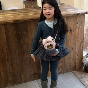 Sac bandoulière rose en forme de cœur avec nœud pour filles et jupe tutu assortie
