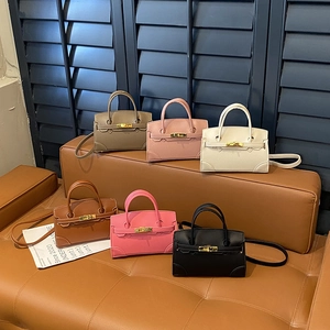 Mini Kids Shoulder Bag PU Leather Solid Color Handbag With Metal Lock For Toddler Girls Boys Casual Fashion