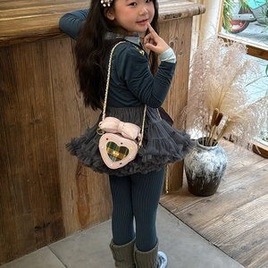 Sac à bandoulière cœur rose pour filles avec nœud et chaîne en métal tressé