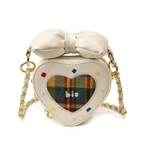 Sac à bandoulière en forme de cœur pour fille avec nœud et chaîne dorée