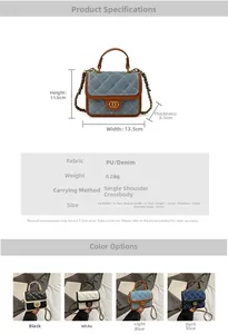 Detailed size specifications for mini quilted crossbody bag with golden chain strap