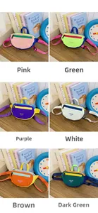 Detailed grid view of colorful nylon kids' crossbody bags in six vibrant color options