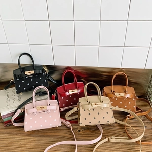 Mini Polka Dot Kids Handbag PU Leather Crossbody Bag With Adjustable Strap Metal Twist Lock Fashionable For Baby Girls