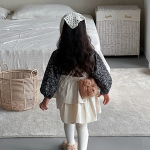 Cute plush bear crossbody bag for kids paired with a stylish autumn boutique outfit