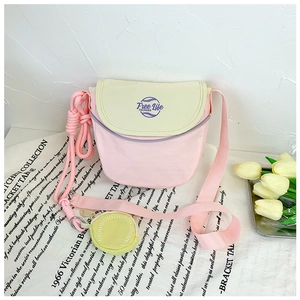 Sac bandoulière rose et beige pour enfants avec mini porte-monnaie balle de tennis