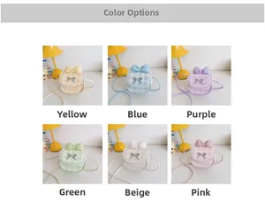 Mini plaid children's shoulder bags in six colors with bows and lace details