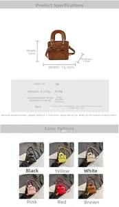 Detailed size chart for kids mini quilted handbag with bow, measuring 13.5x12x4.5cm