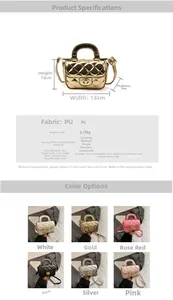 Detailed size chart for quilted mini crossbody bag with 112cm chain strap for girls