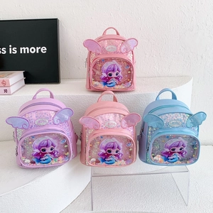 Kinder Rucksack Meerjungfrau Cartoon Funkelnd Pailletten Flügel Prinzessin Kleinkind Schultasche Süßes PU Leder Mädchen