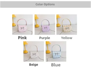 Mini plaid crossbody bags featuring lace trim and metal bow accents in five colors