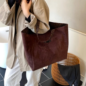 Sac fourre-tout vintage léopard pour enfants, grand sac à main à bandoulière en suédine