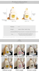 Tableau des tailles pour sac en toile enfant montrant dimensions et poids en deux tailles