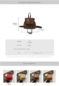 Spécifications de taille et options de couleur pour le sac à dos peluche petit chien