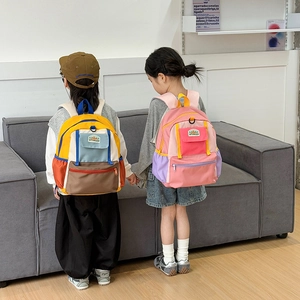 Kids large capacity colorful patchwork school backpack for kindergarten and primary students