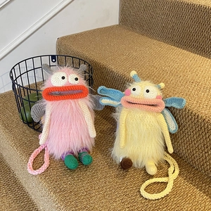 Sac À Bandoulière Monstre Crocheté À La Main Peluche Tricot Mignon Pour Enfants