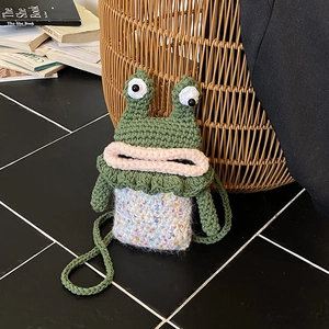 Sac À Bandoulière Grenouille Crocheté À La Main Pour Enfants Sacoche Tricotée Drôle Pour Garçons Filles Tout-Petit Animal