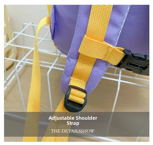 Macro shot of adjustable padded shoulder straps with durable buckles on kids backpack