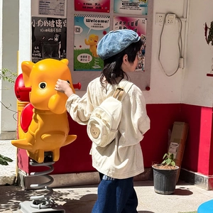 Sac bandoulière en toile pour tout-petits avec écusson ours mignon pour l'extérieur
