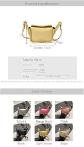 Detailed size chart and dimensions for the mini PU leather crossbody bag for girls