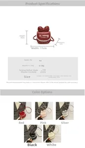 Spécifications de taille et options multicolores du mini sac bandoulière en PU