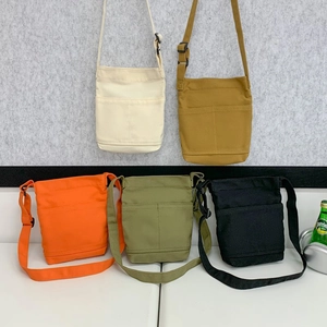 Casual Canvas Crossbody Bag For Women Solid Color Minimalist Lightweight Shoulder Bag With Adjustable Strap And Front Pockets