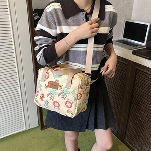 Canvas animal print shoulder bag for moms with adjustable strap and lion zebra patterns
