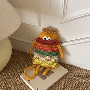 Borsa A Tracolla All Uncinetto Fatta A Mano Mostro Divertente Bocca Di Salsiccia Maglia Borsa Per Bambini Regalo Carino