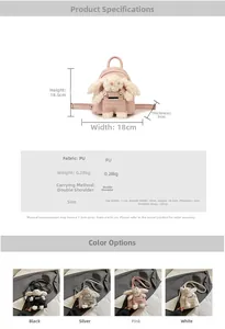 Détails des spécifications et des options de couleur du mini sac à dos lapin en peluche