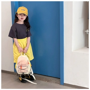Kids outdoor backpack with yellow drawstrings and stylish contrast colors for students