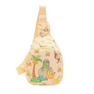 Niedliche Kinder Brusttasche mit Affen-Print und verstellbarem Gurt auf weißem Grund