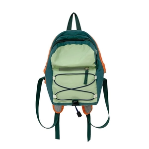 Kids color-block outdoor backpack with drawstring detail and breathable mesh straps