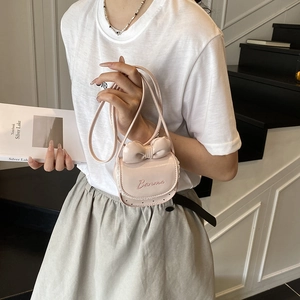 Mini sac à bandoulière rose pour filles avec nœud mignon et sangle d'épaule